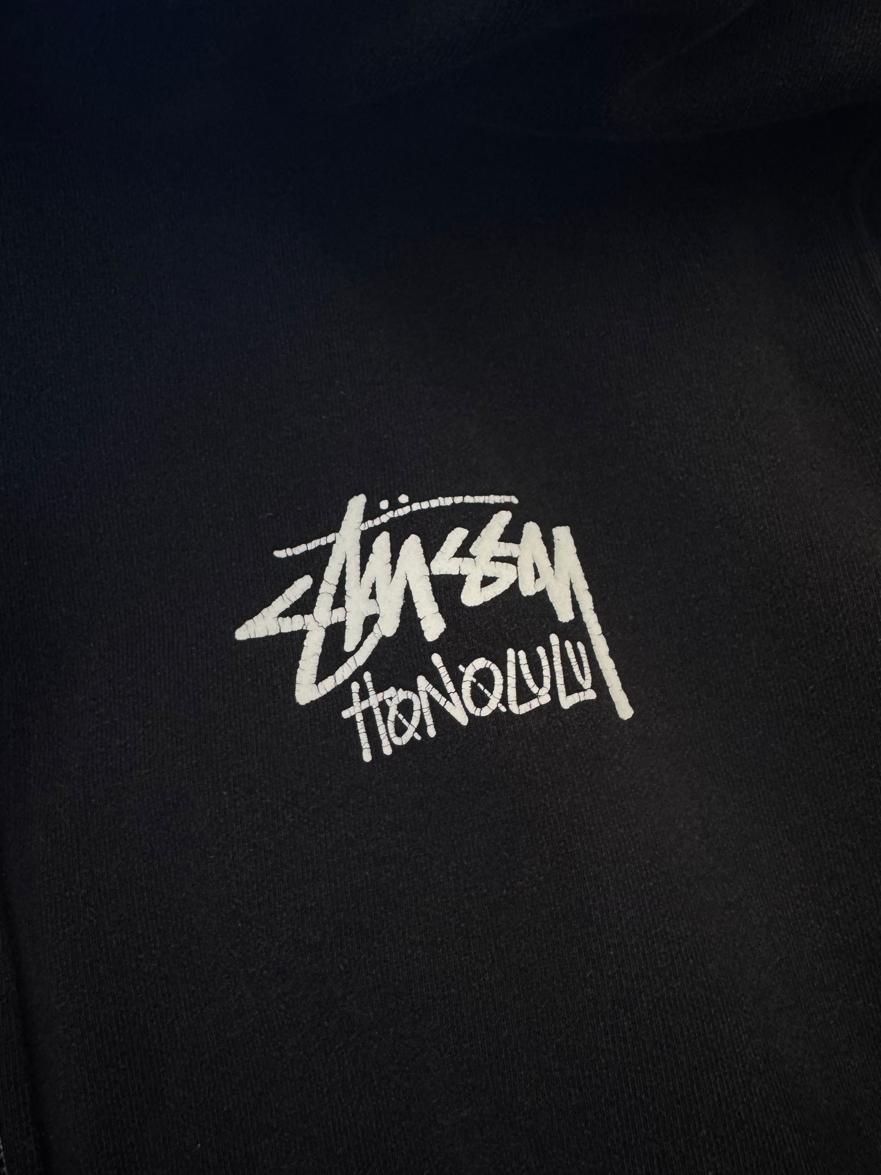 Stussy Honolulu Zip Up Hoodie Sweatshirt Black Size XL