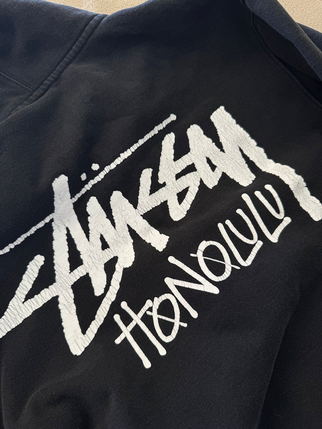 Stussy Honolulu Zip Up Hoodie Sweatshirt Black Size XL