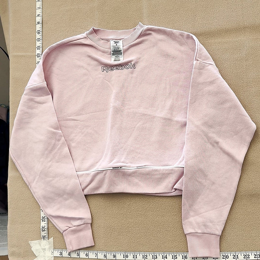Reebok Womens Pink Cropped Crewneck Sweatshirt Size S
