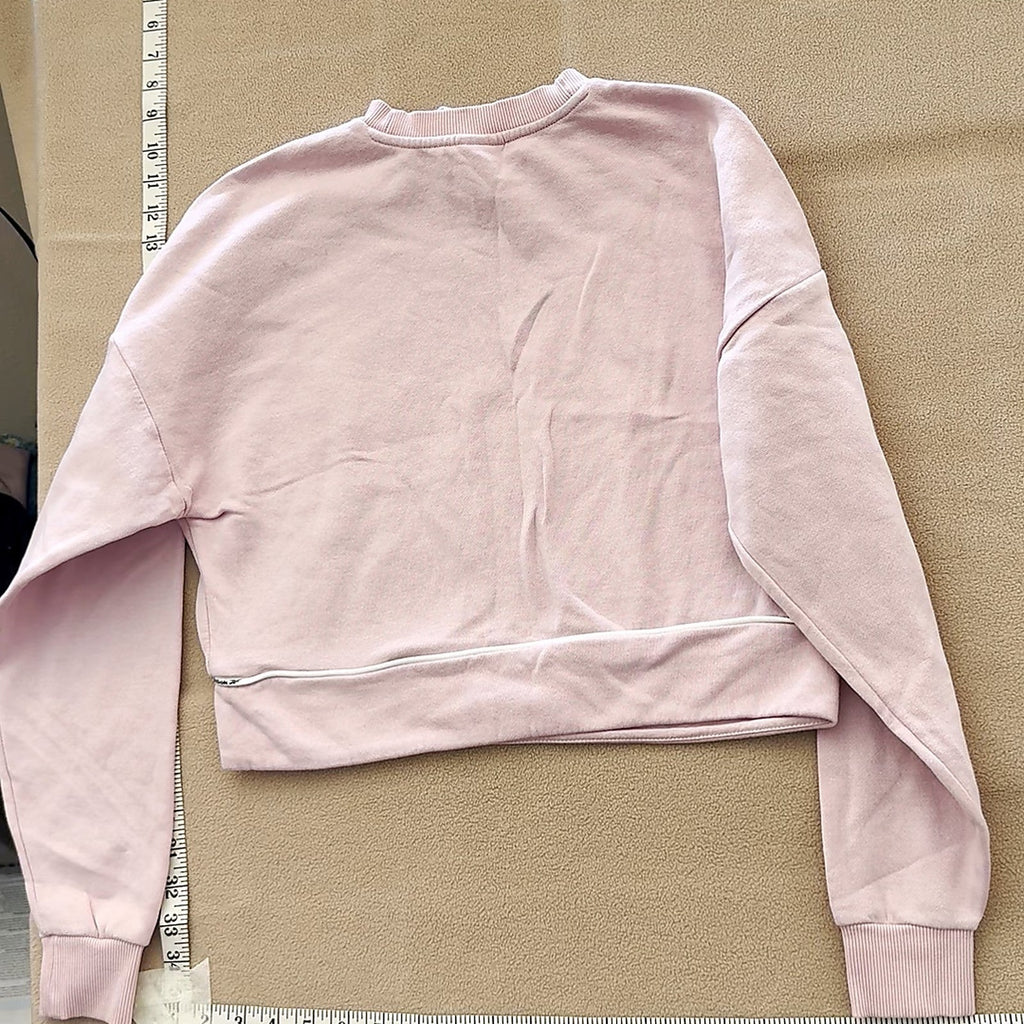 Reebok Womens Pink Cropped Crewneck Sweatshirt Size S