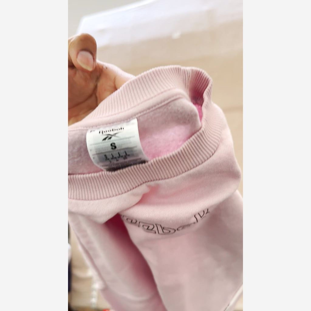 Reebok Womens Pink Cropped Crewneck Sweatshirt Size S
