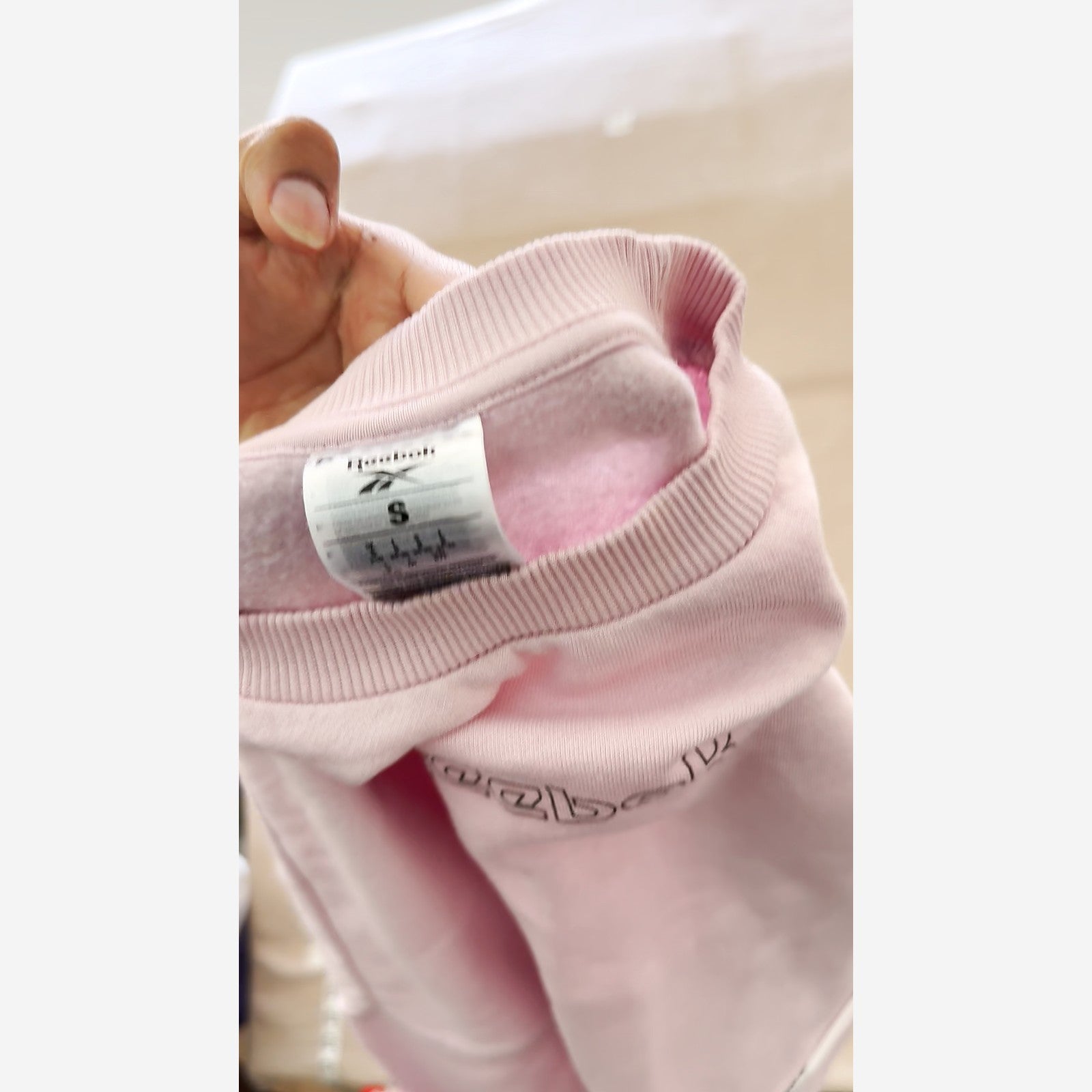 Reebok Womens Pink Cropped Crewneck Sweatshirt Size S