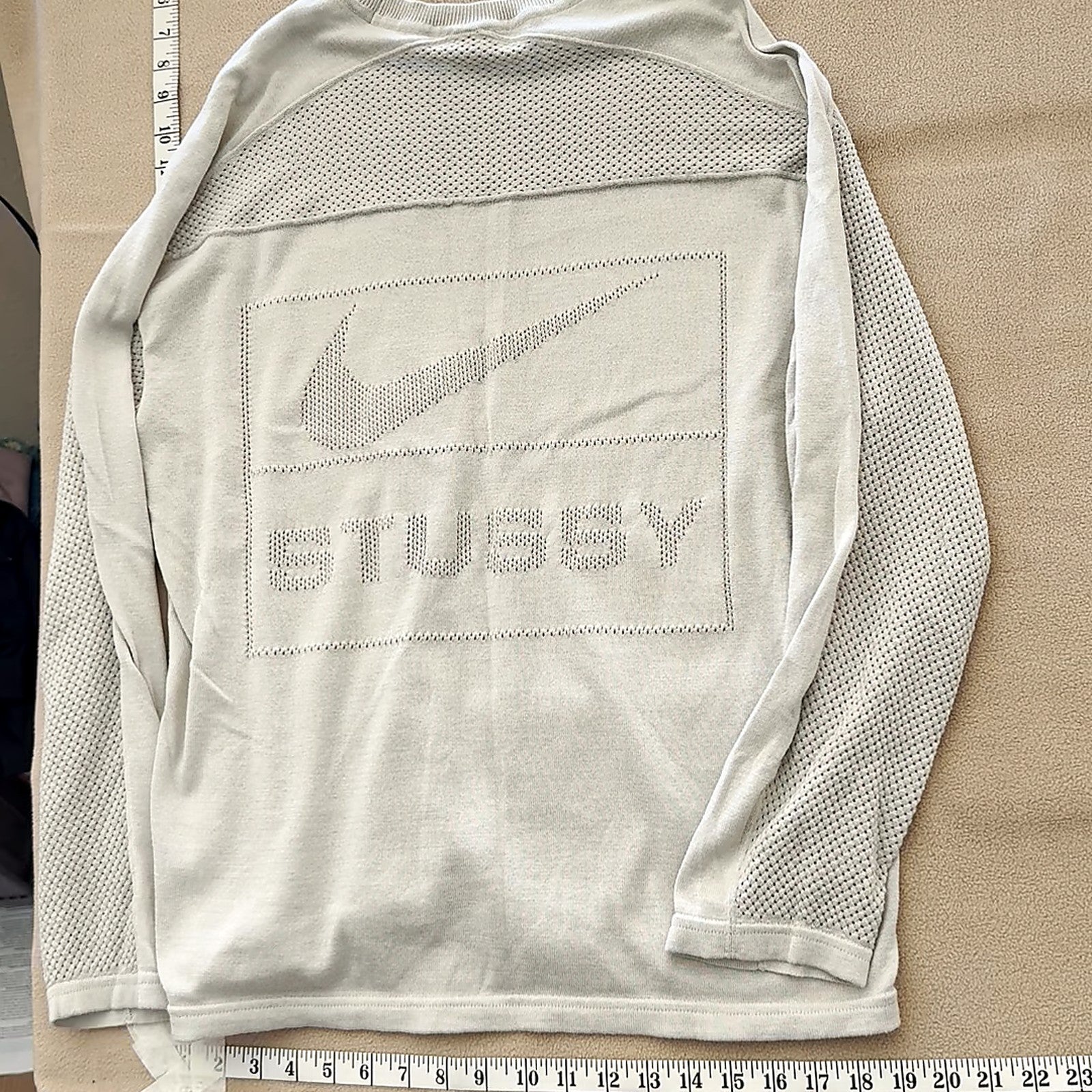 Nike x Stussy Long Sleeve Knit Shirt Grey Mesh Panels Large