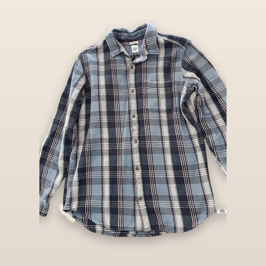 Gap Standard Fit Plaid Flannel Button Up Shirt Men's Size L Blue