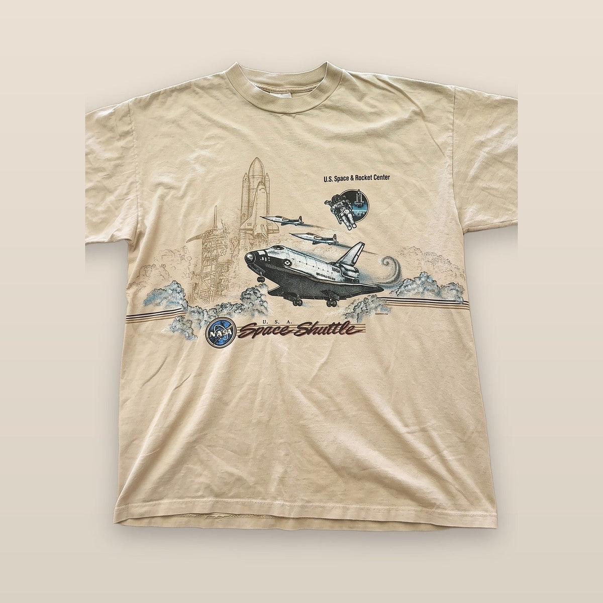 Vintage NASA Space Shuttle Rocket Center T-Shirt Sansegal Mens XL Made in USA