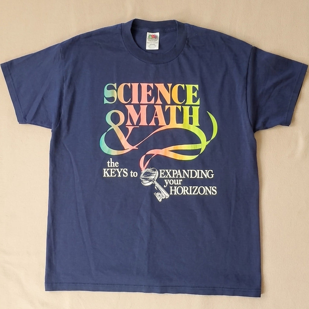 Vintage Fruit of the Loom Science & Math T-Shirt Size XL Blue Graphic Tee