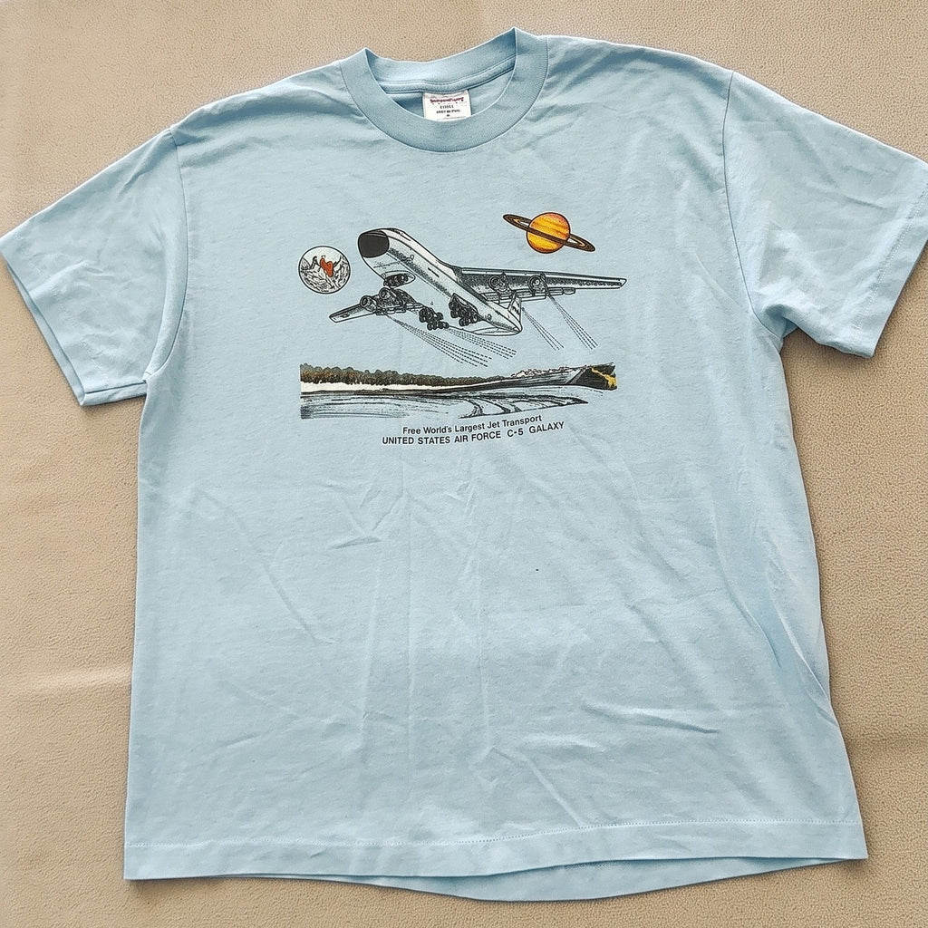 Tee Jays Hef-T Air Force C-5 Galaxy Transport Shirt Light Blue XL