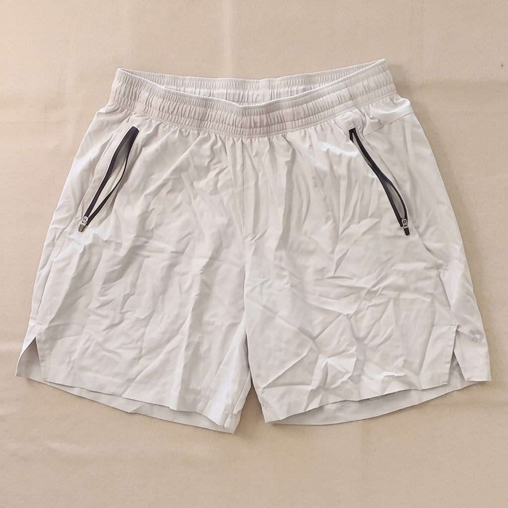All In Motion Men's Athletic Gym Shorts Zip Pockets Solid Beige Size M