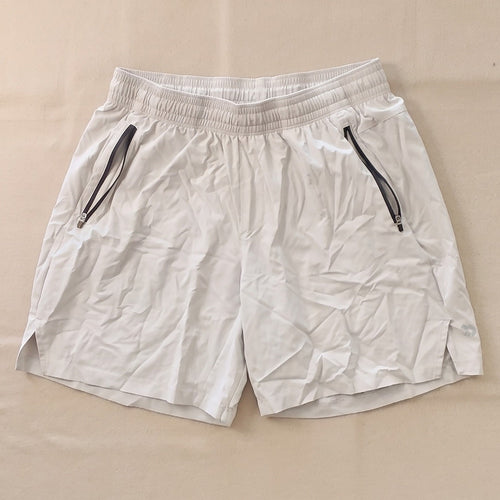 All In Motion Men's Athletic Gym Shorts Zip Pockets Solid Beige Size M