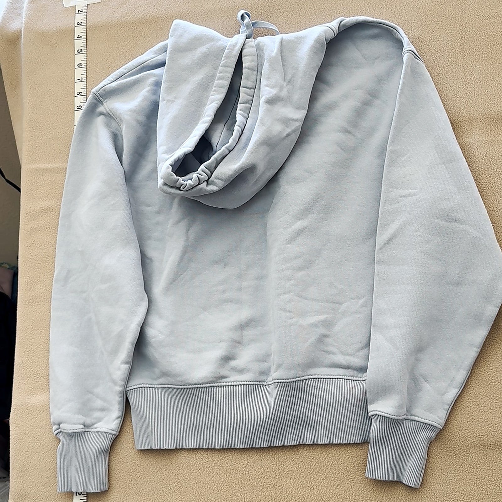 Pullover Hoodie Sweatshirt Light Blue Tonal Logo Size S
