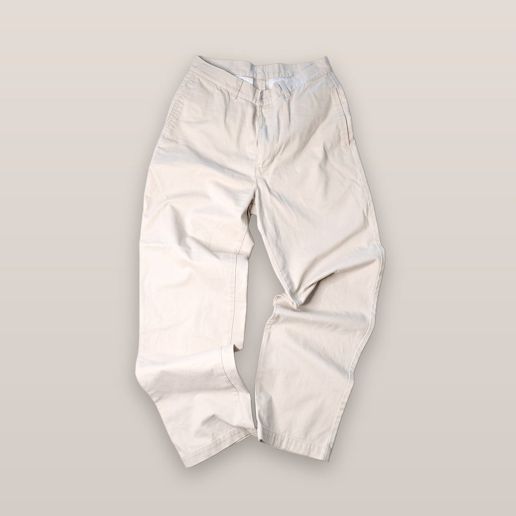 Beige Khaki Chino Pants Flat Front Straight Leg Size 30/42IN