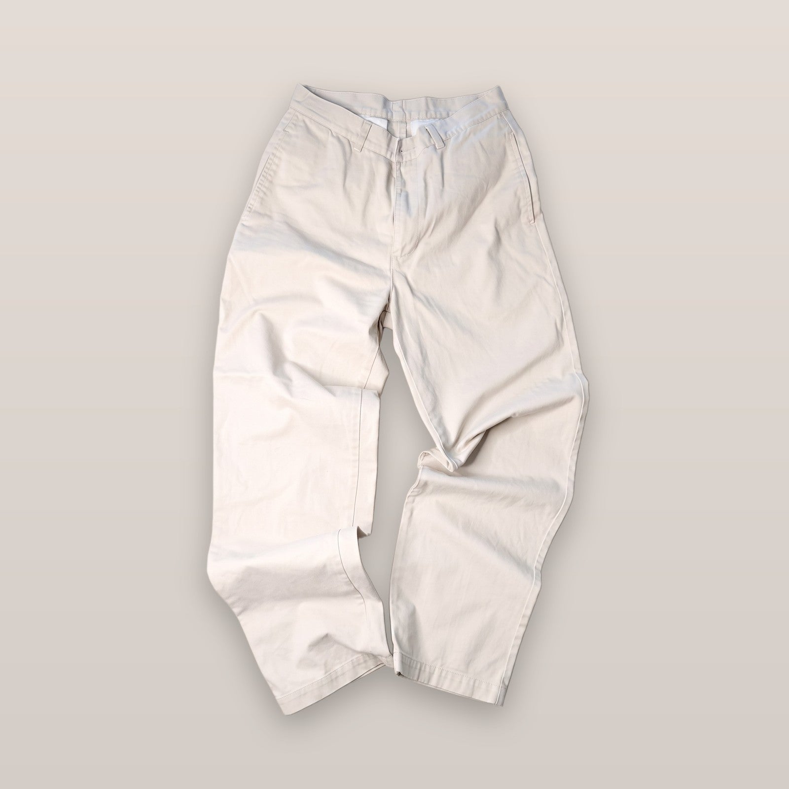 Beige Khaki Chino Pants Flat Front Straight Leg Size 30/42IN