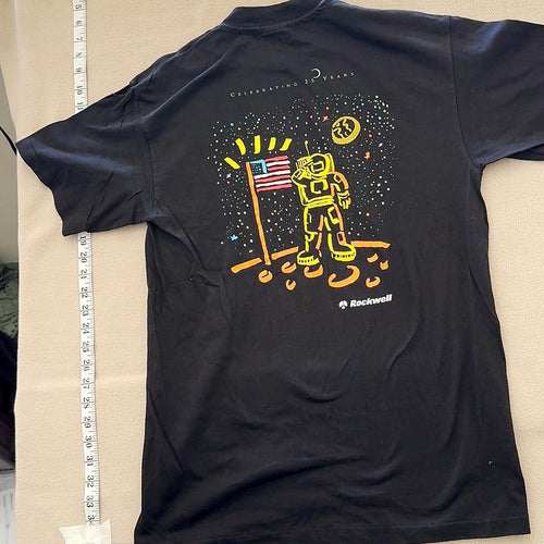 Apollo 11 Celebrating 30 Years T-Shirt XL Astronaut Moon Flag Graphic Black