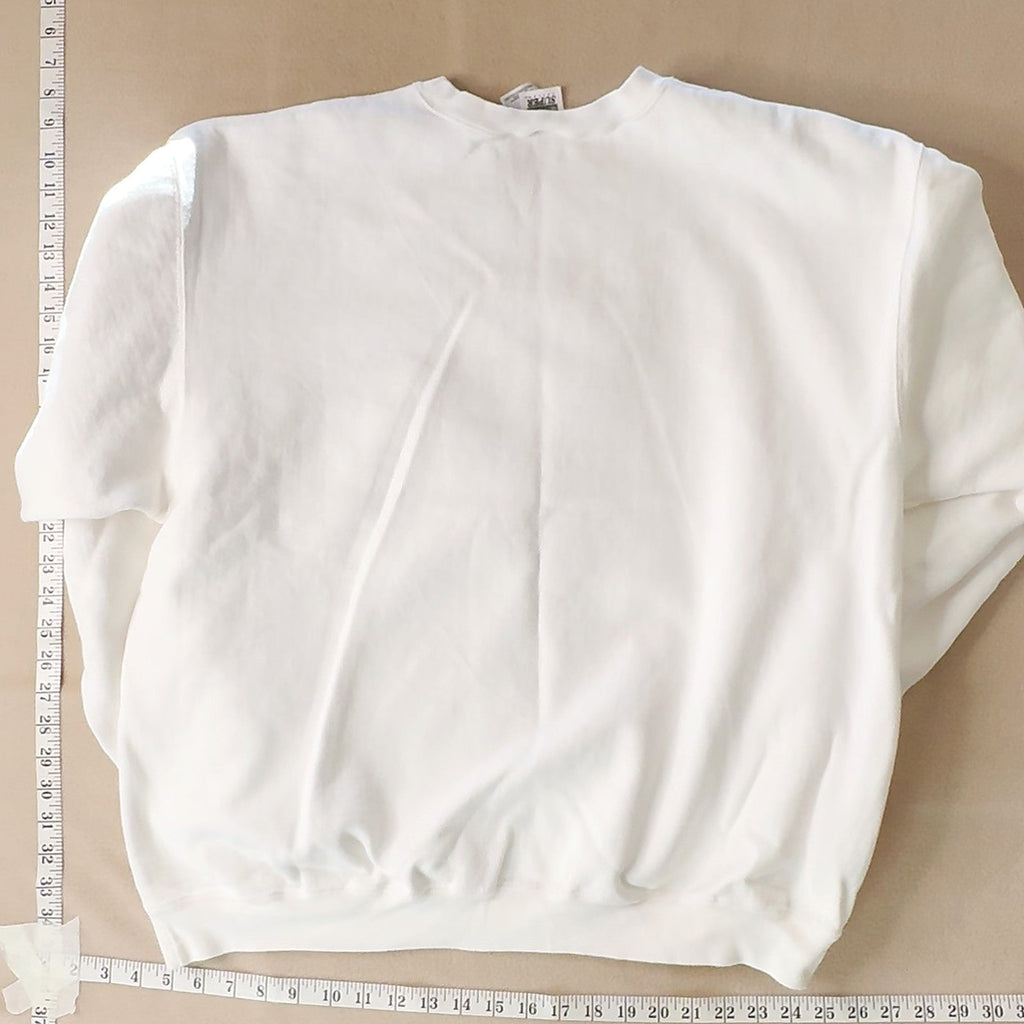 Vintage 1996 P.C.P.W. Graphic Sweatshirt White Fruit of the Loom Unisex XL