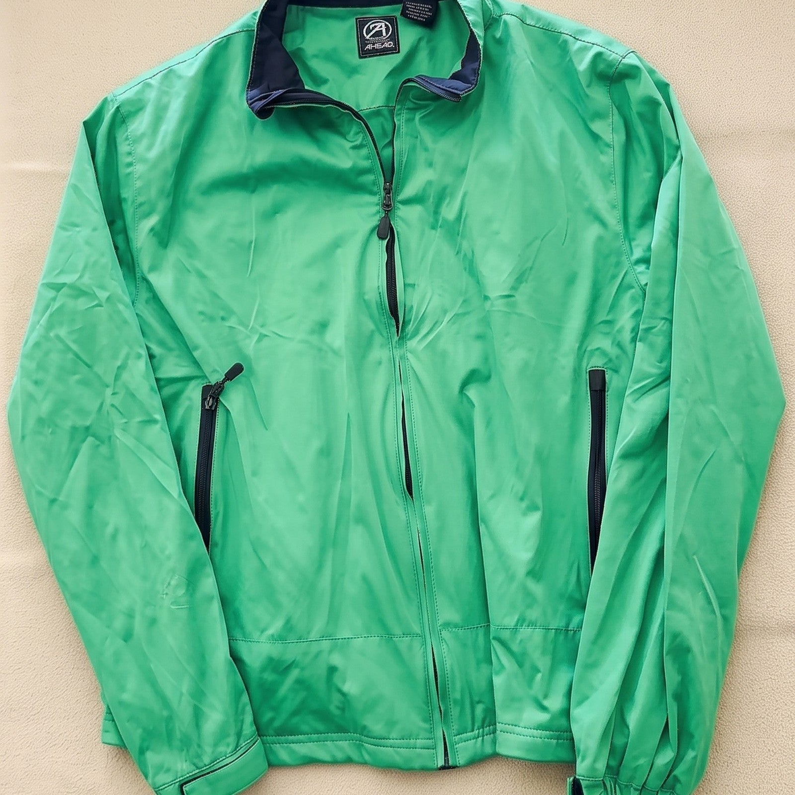 AHEAD Men's Green Full Zip Windbreaker Jacket Outerwear Size XL