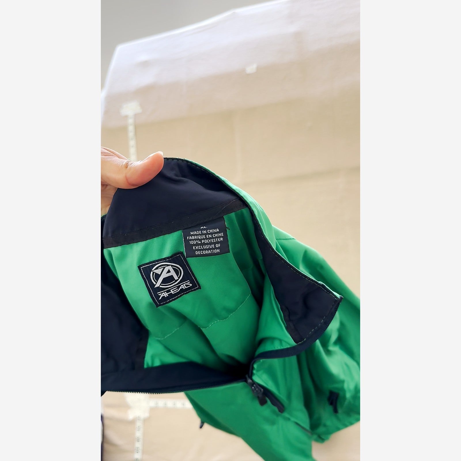 AHEAD Men's Green Full Zip Windbreaker Jacket Outerwear Size XL