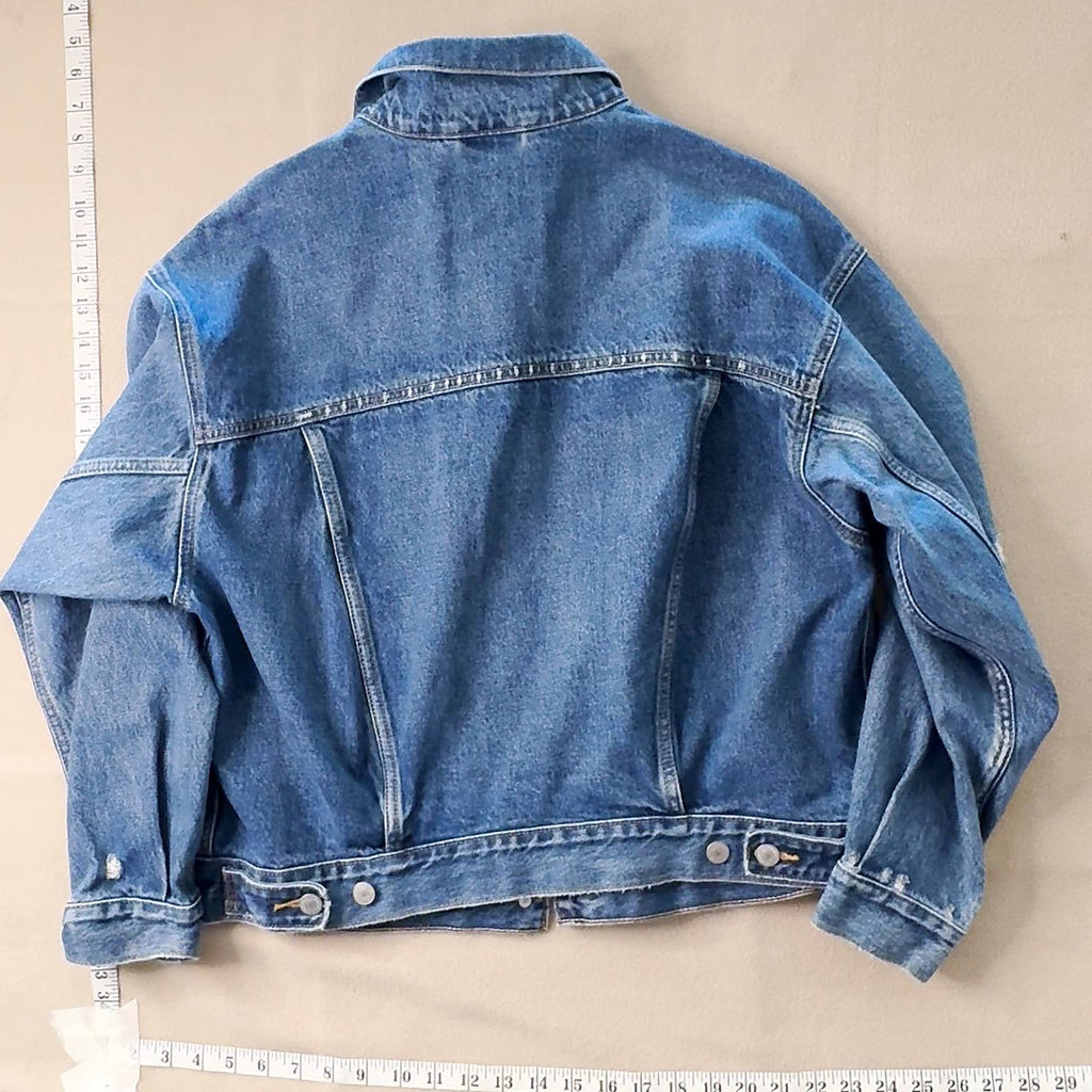 Levi's Premium Denim Trucker Jacket Distressed Blue Medium