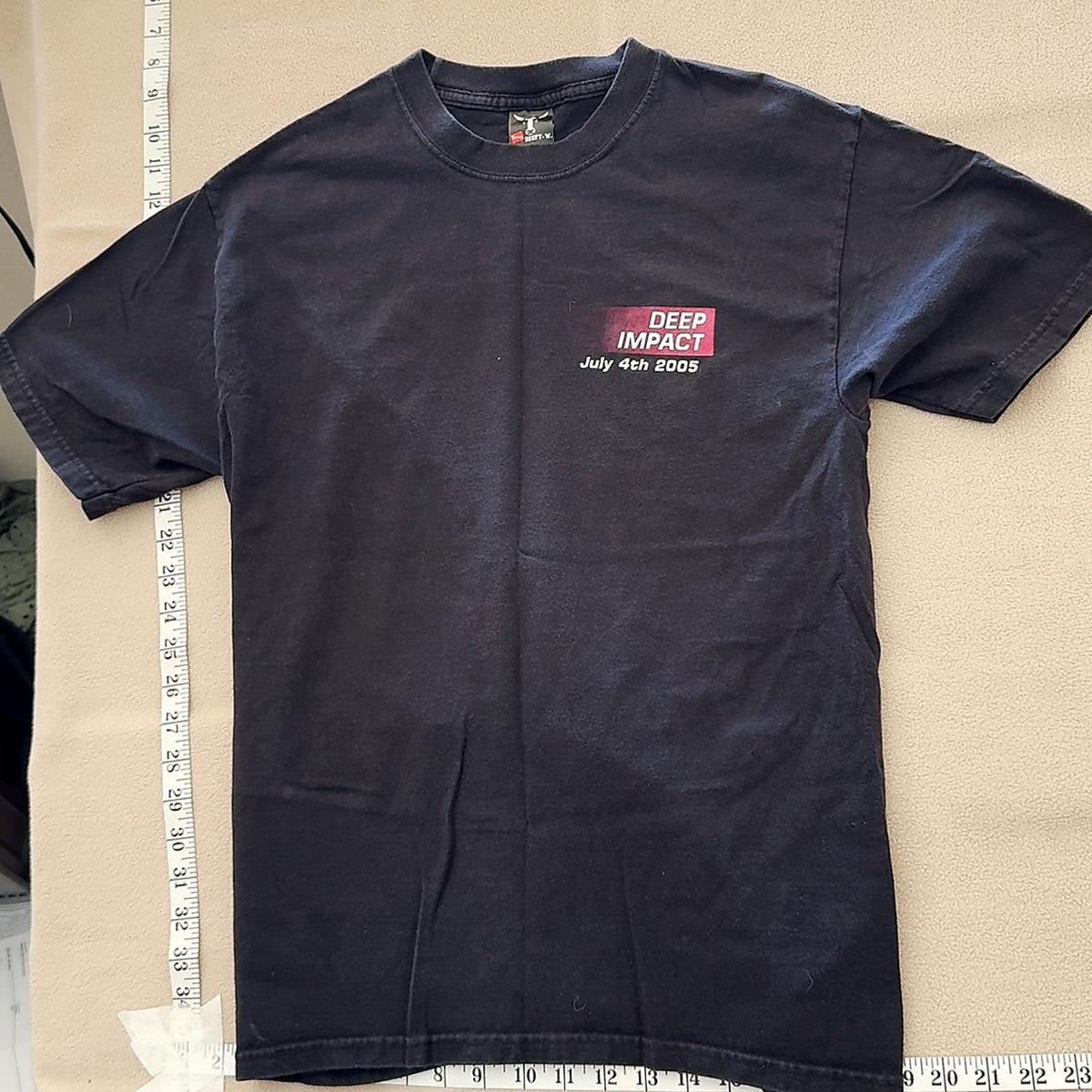 NASA Deep Impact July 4th 2005 T-Shirt Black Graphic Tee Size M Hanes Beefy-T