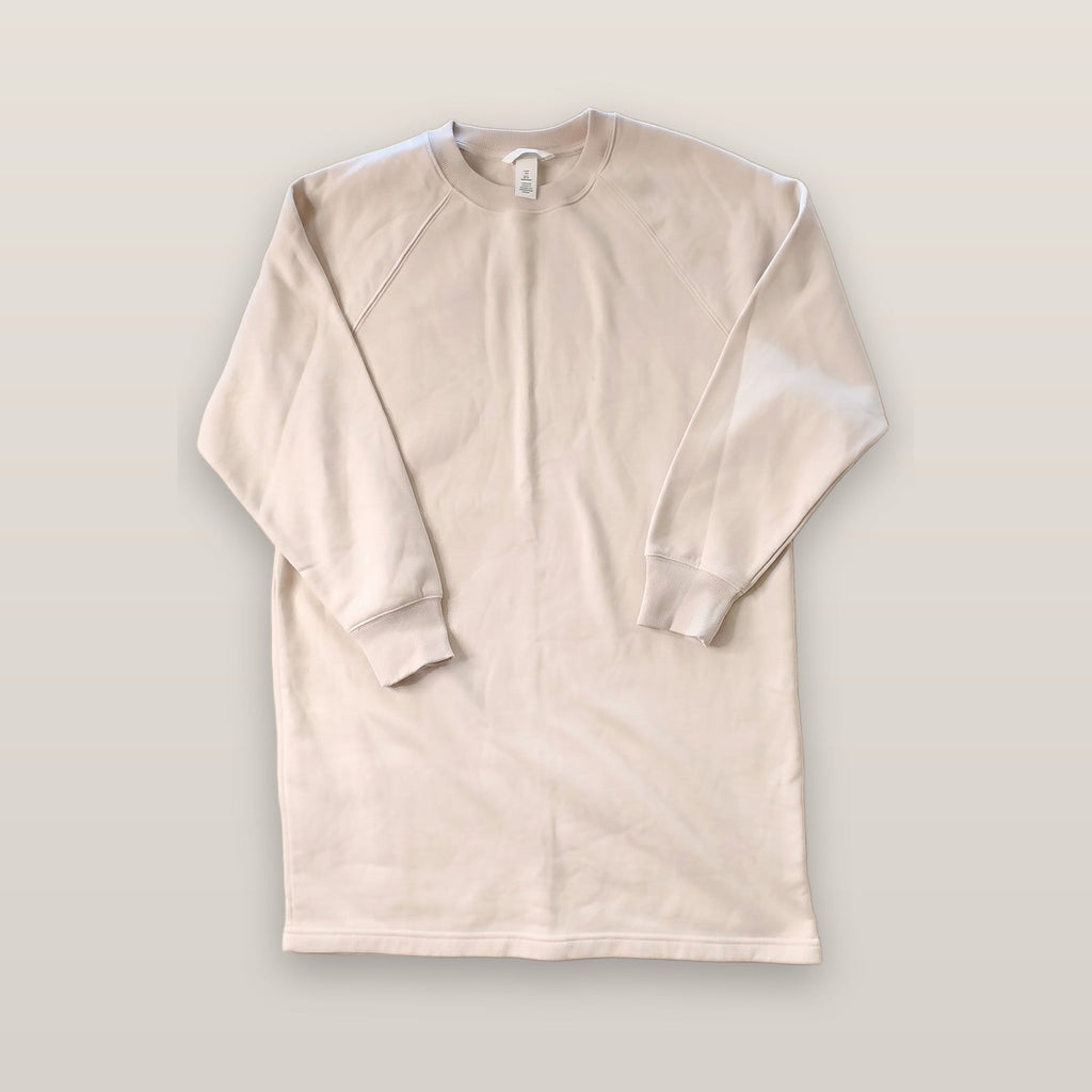 H&M Long Sleeve Sweatshirt Dress Cream Beige Women's Size S Raglan