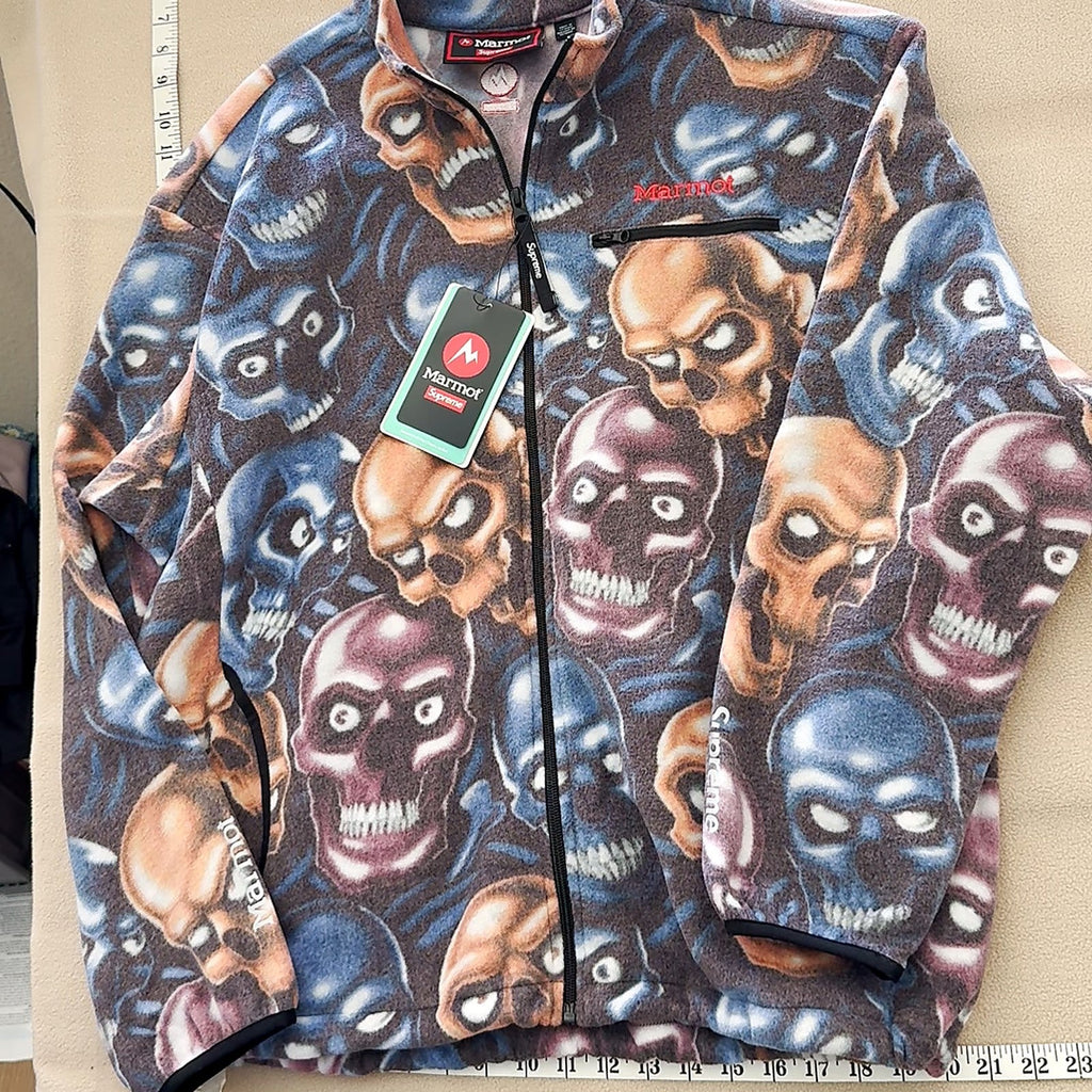 Supreme Marmot Skull Print Fleece Jacket New With Tags