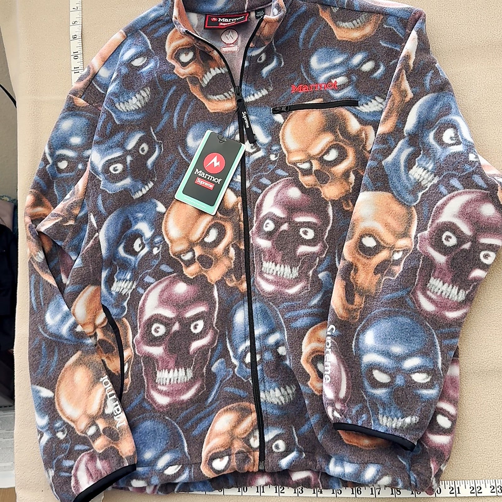 Supreme Marmot Skull Print Fleece Jacket New With Tags