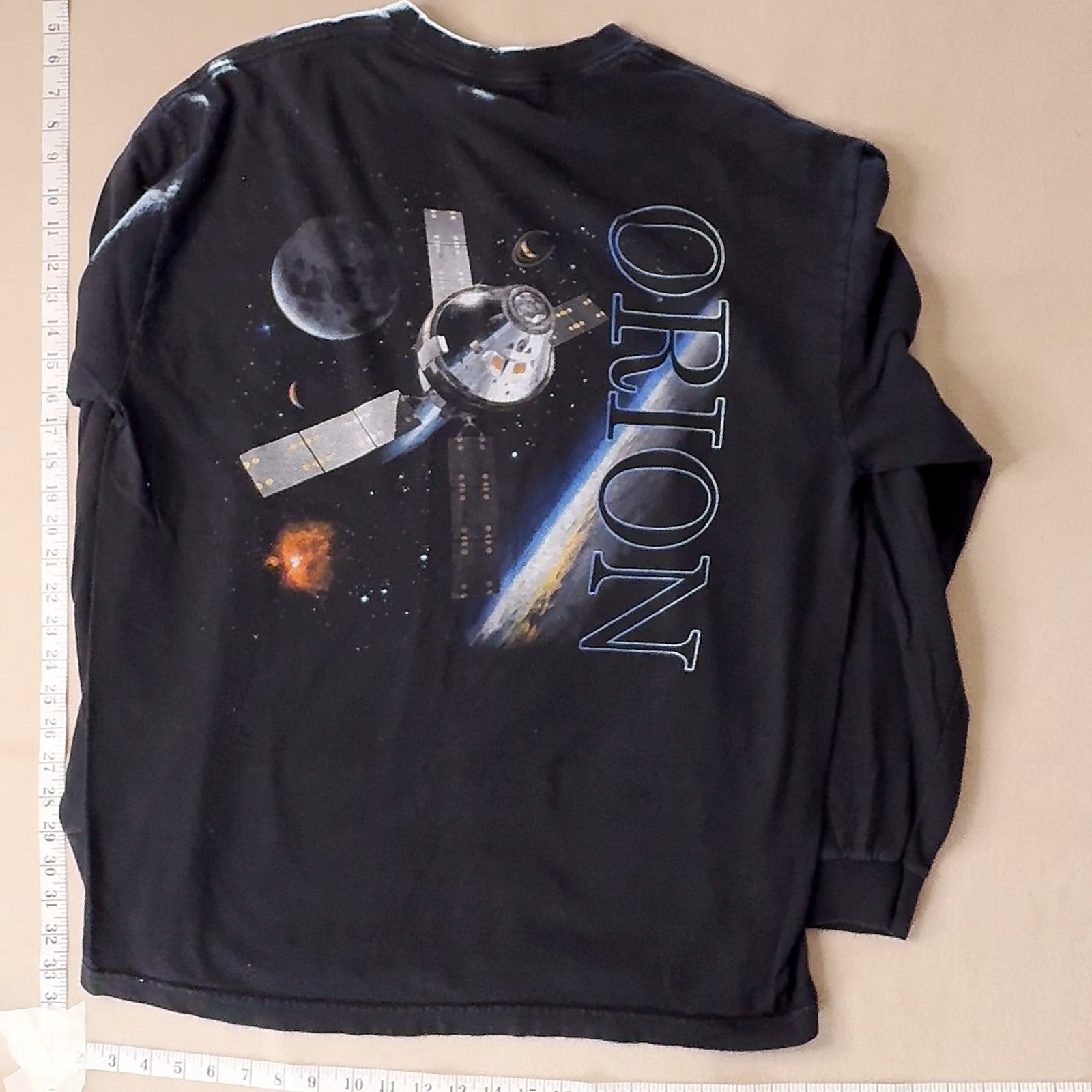 Lockheed Martin Orion Spacecraft Orbit Graphic Black Long Sleeve T-Shirt Size XL