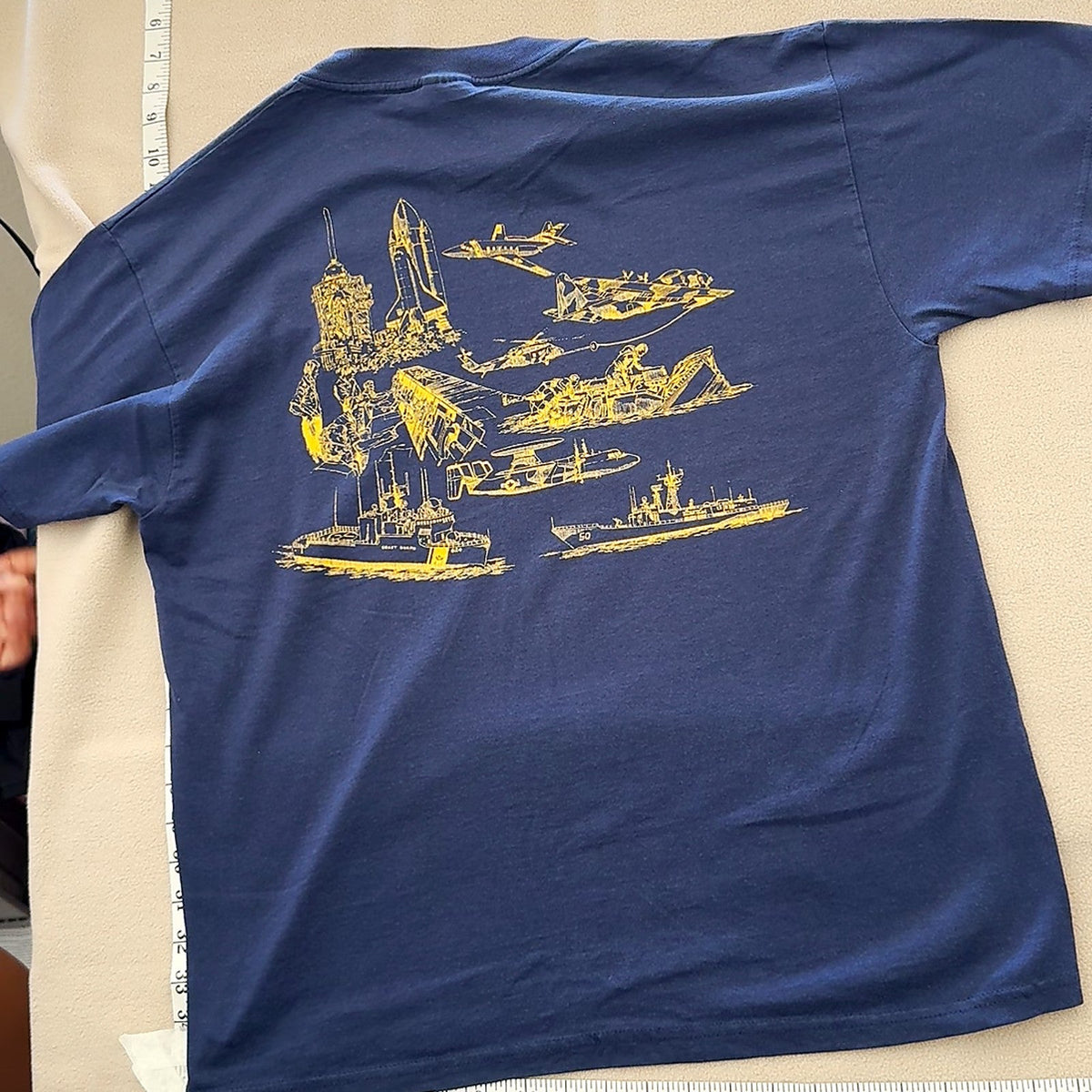 Vintage DOD STS Space Shuttle Support Team Graphic T-Shirt Navy Hanes Large