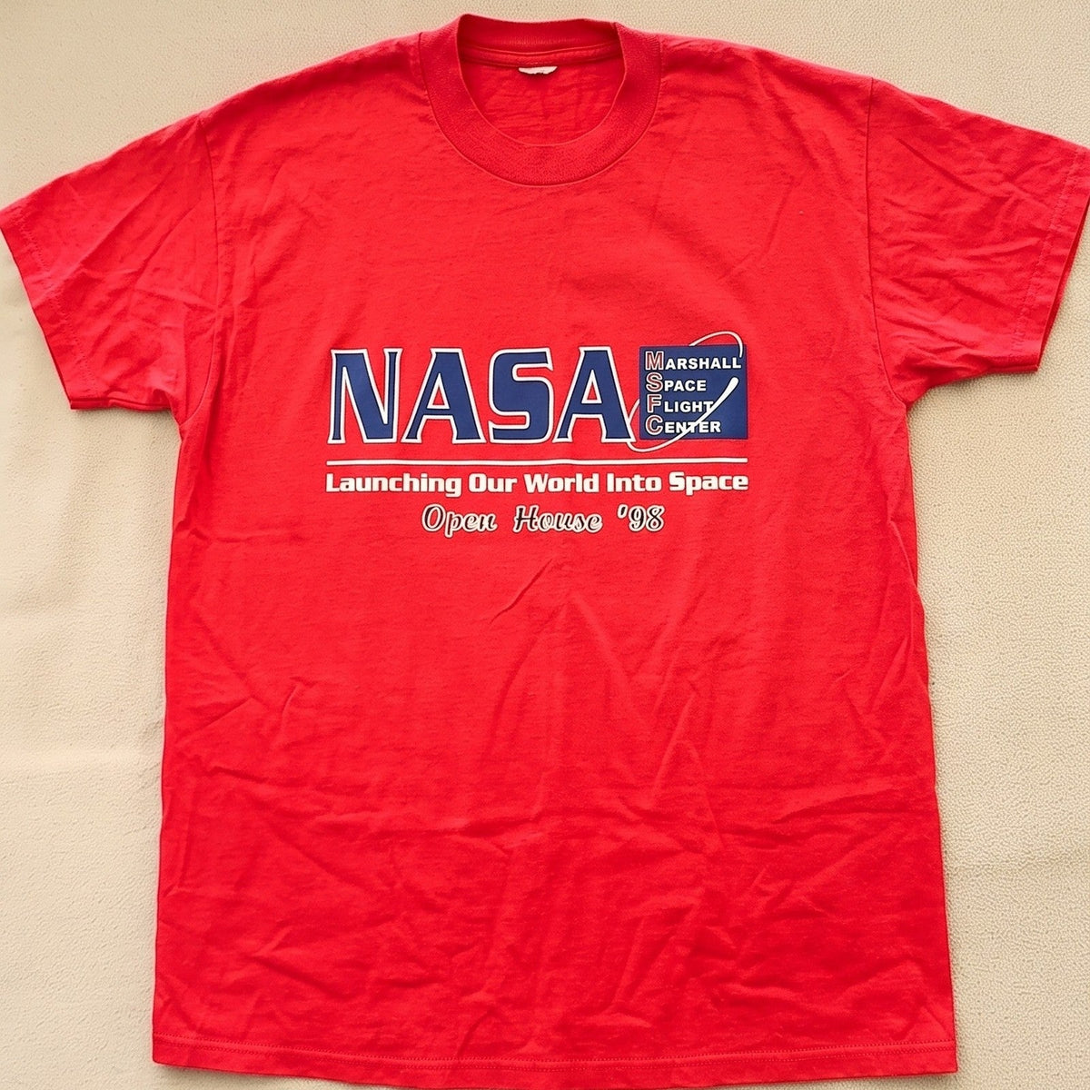 Vintage 1998 NASA Marshall Space Flight Center Open House T-Shirt Red L