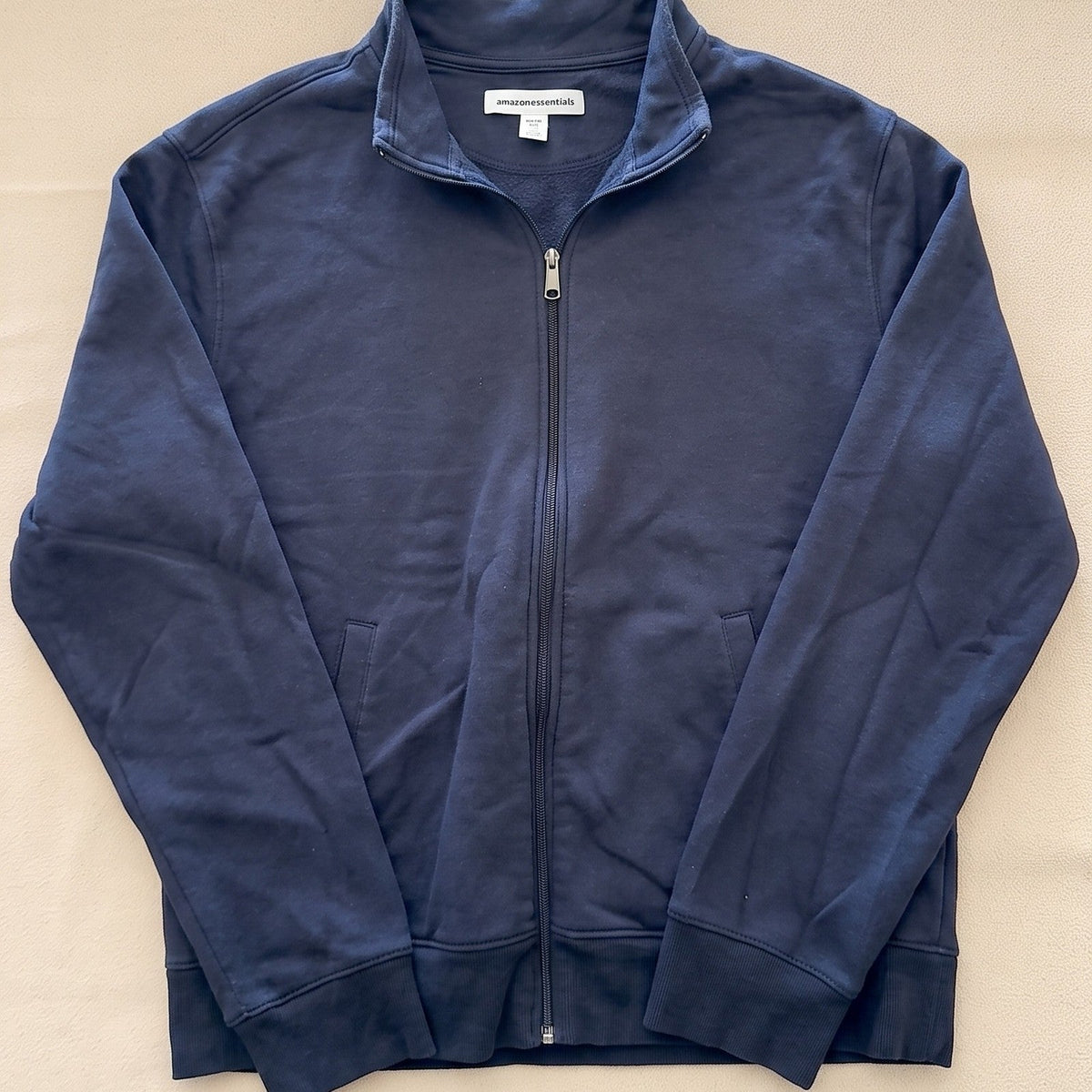Amazon Essentials Men's Navy Blue Full Zip Mock Neck Sweatshirt XXL