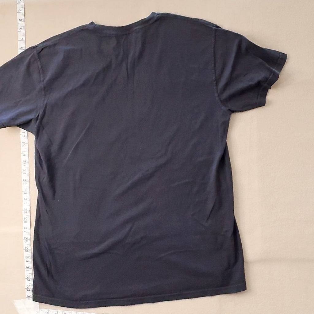Black Graphic T-Shirt Star Text Design Short Sleeve Crew Neck Top