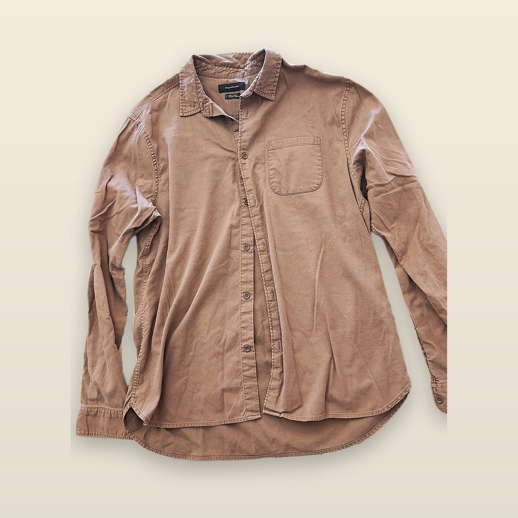 Urban Outfitters Men's Button-Down Long Sleeve Shirt Brown Size Large