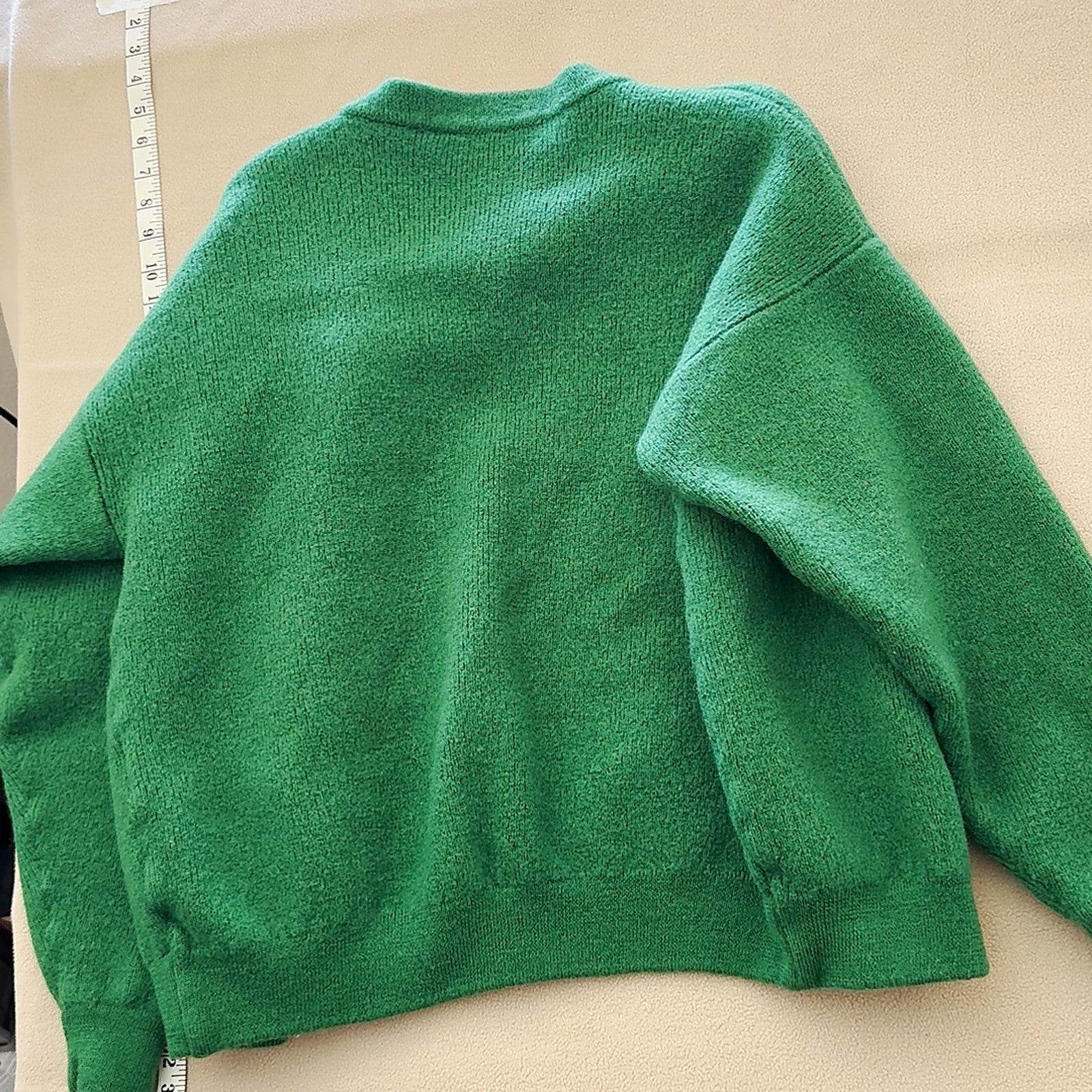 Blarney Castle Designs Green Cardigan Sweater Shamrock Crest Made In Ireland L