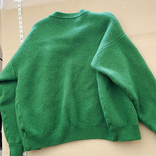 Blarney Castle Designs Green Cardigan Sweater Shamrock Crest Made In Ireland L