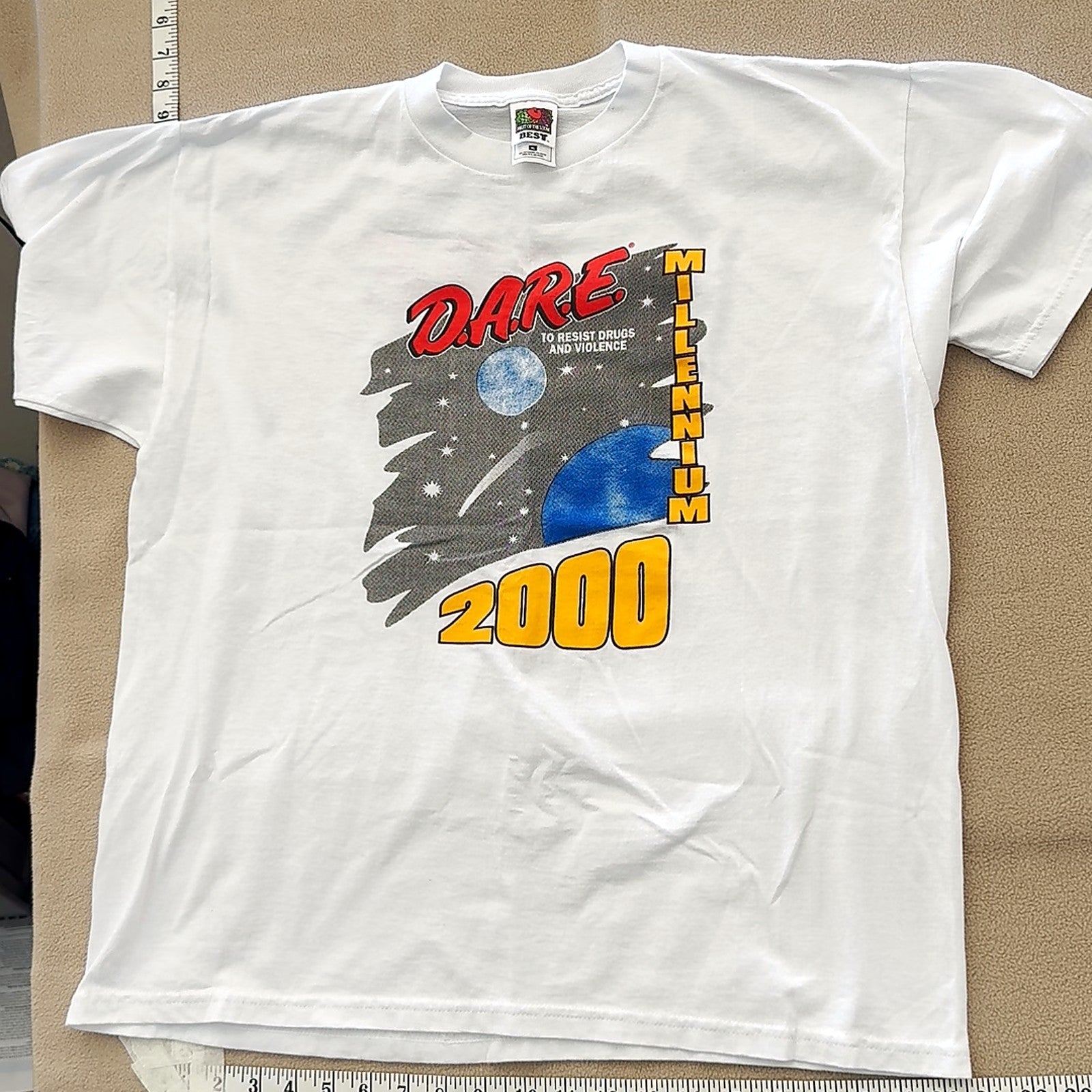 D.A.R.E. Millennium 2000 Graphic T-Shirt TN Fruit of the Loom Best Mens XL White