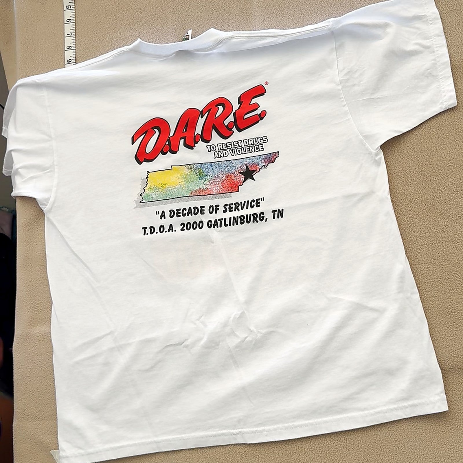 D.A.R.E. Millennium 2000 Graphic T-Shirt TN Fruit of the Loom Best Mens XL White