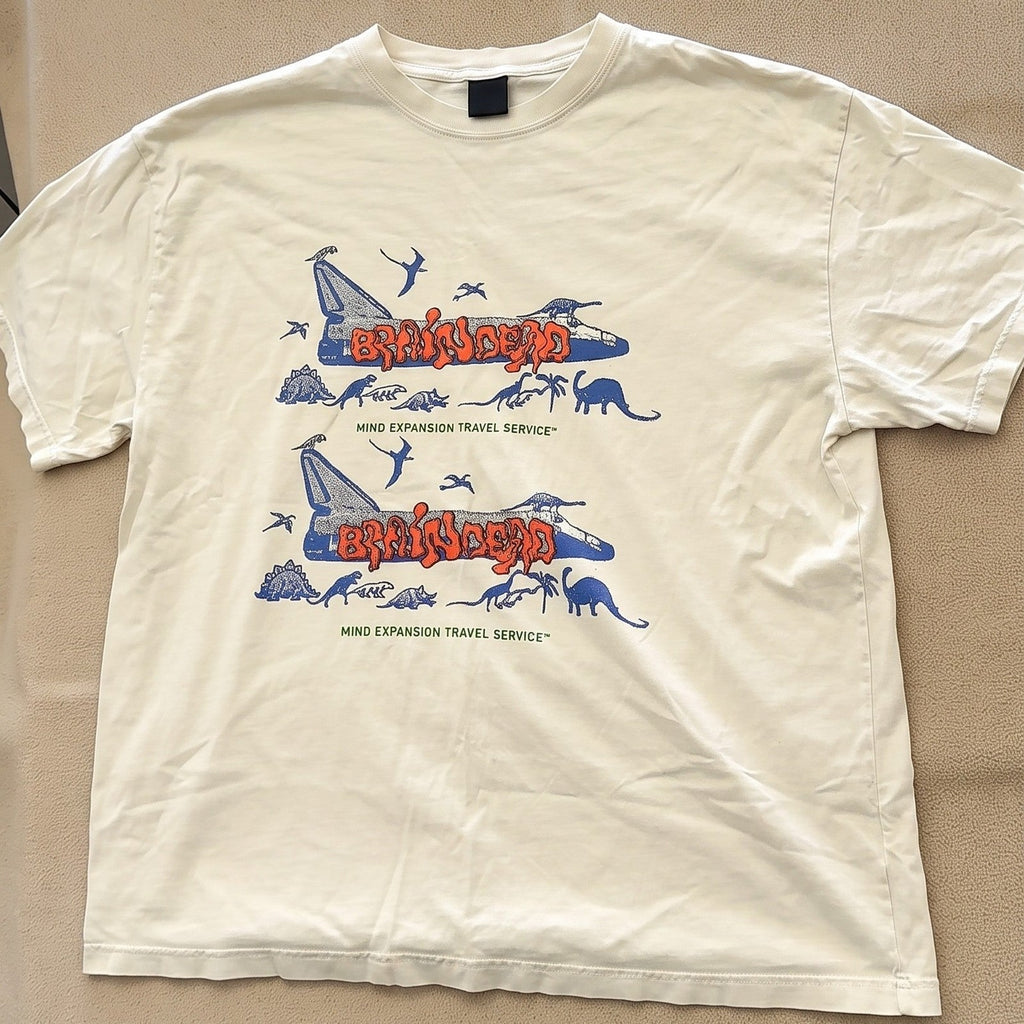 Brain Dead Mind Expansion Travel Service Graphic T-Shirt Cream Size L