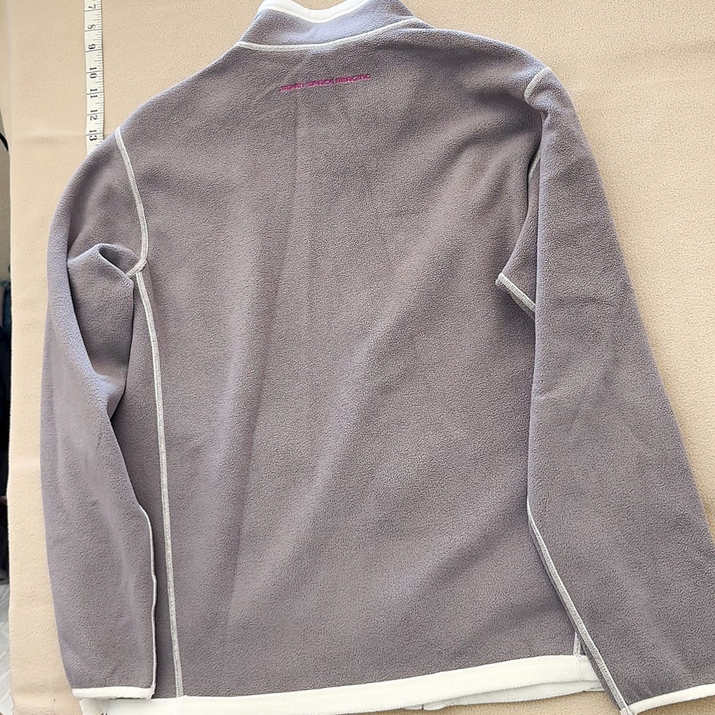 JSI Fleece Jacket Gray Full Zip White Trim Embroidered Logo Unisex