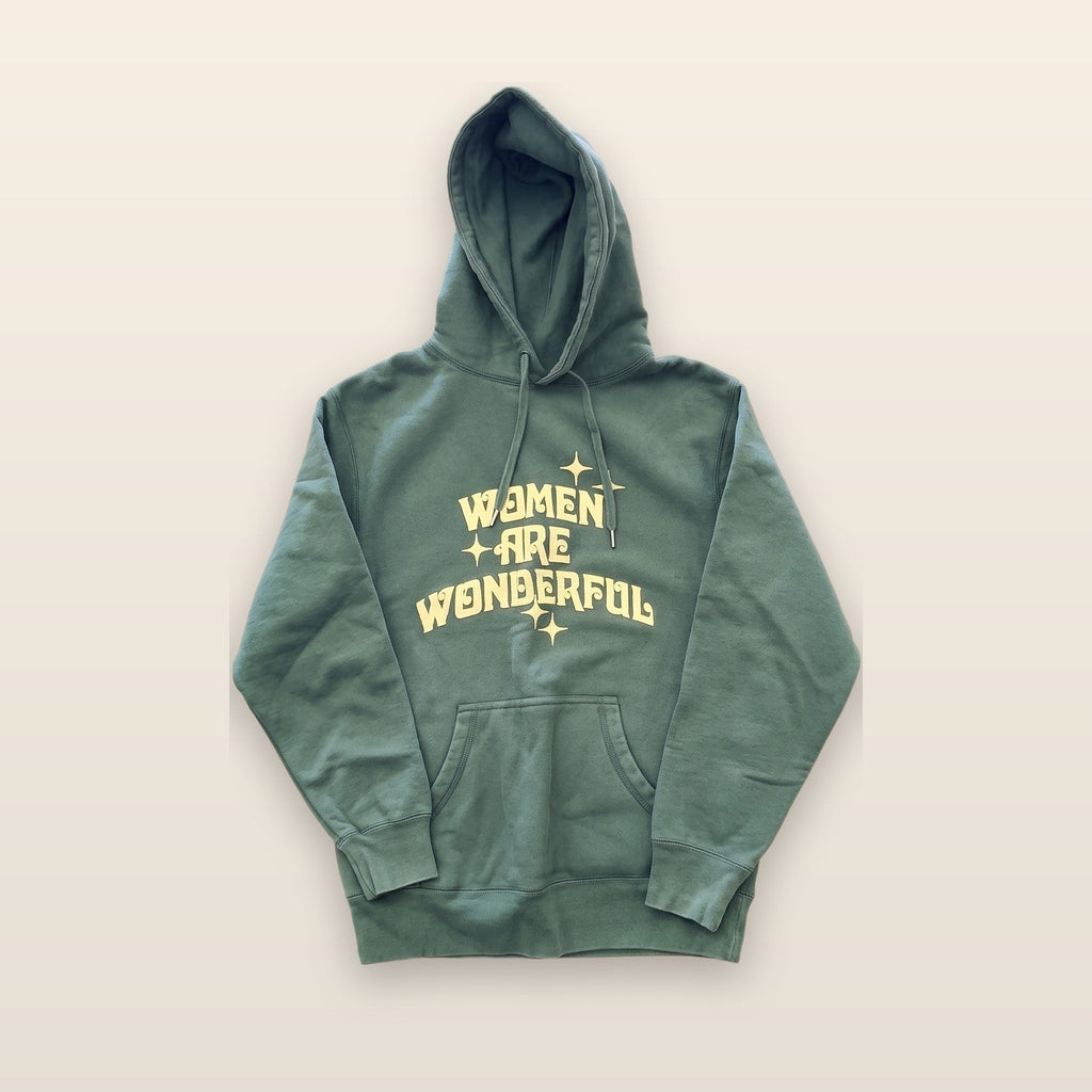 Women Are Wonderful Graphic Print Pullover Hoodie Green