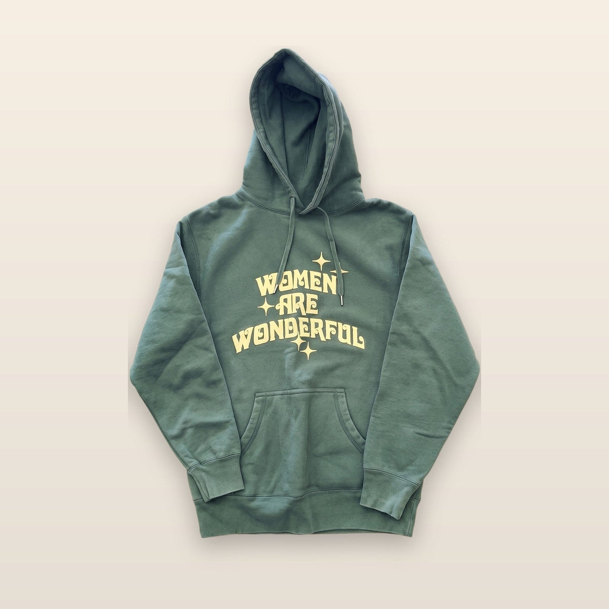 Women Are Wonderful Graphic Print Pullover Hoodie Green