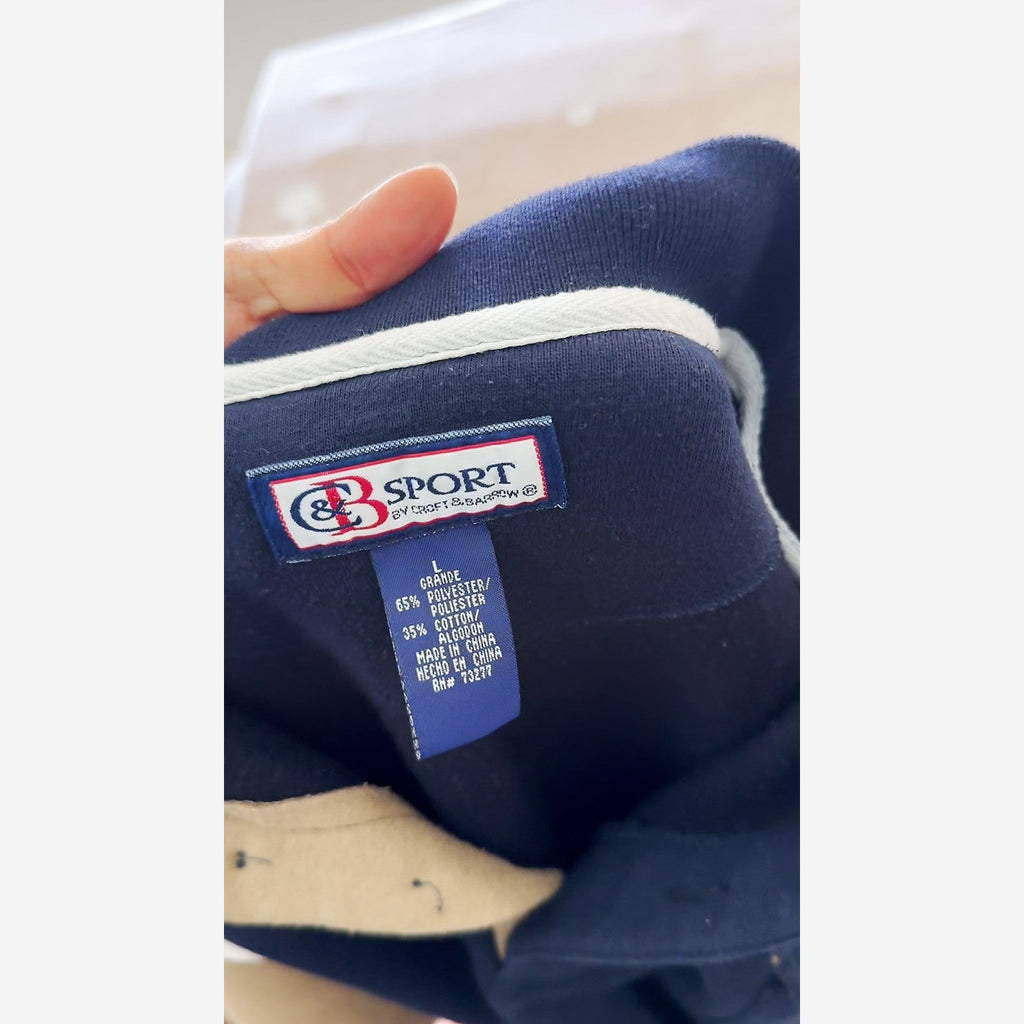 C&B Sport by Croft & Barrow Color Block Polo Shirt Size L Navy Khaki