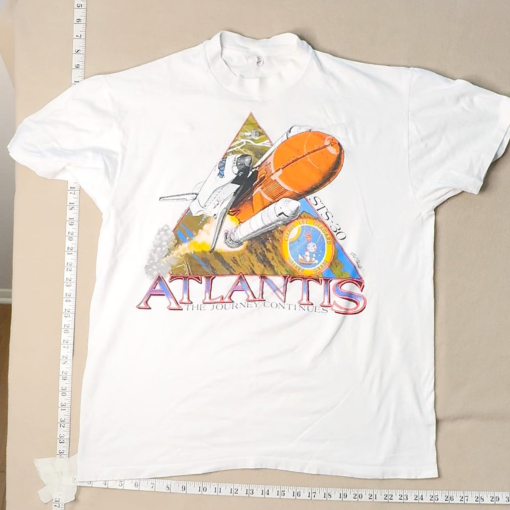 Vintage Stedman Atlantis The Journey Continues Space Shuttle Graphic T-Shirt XL