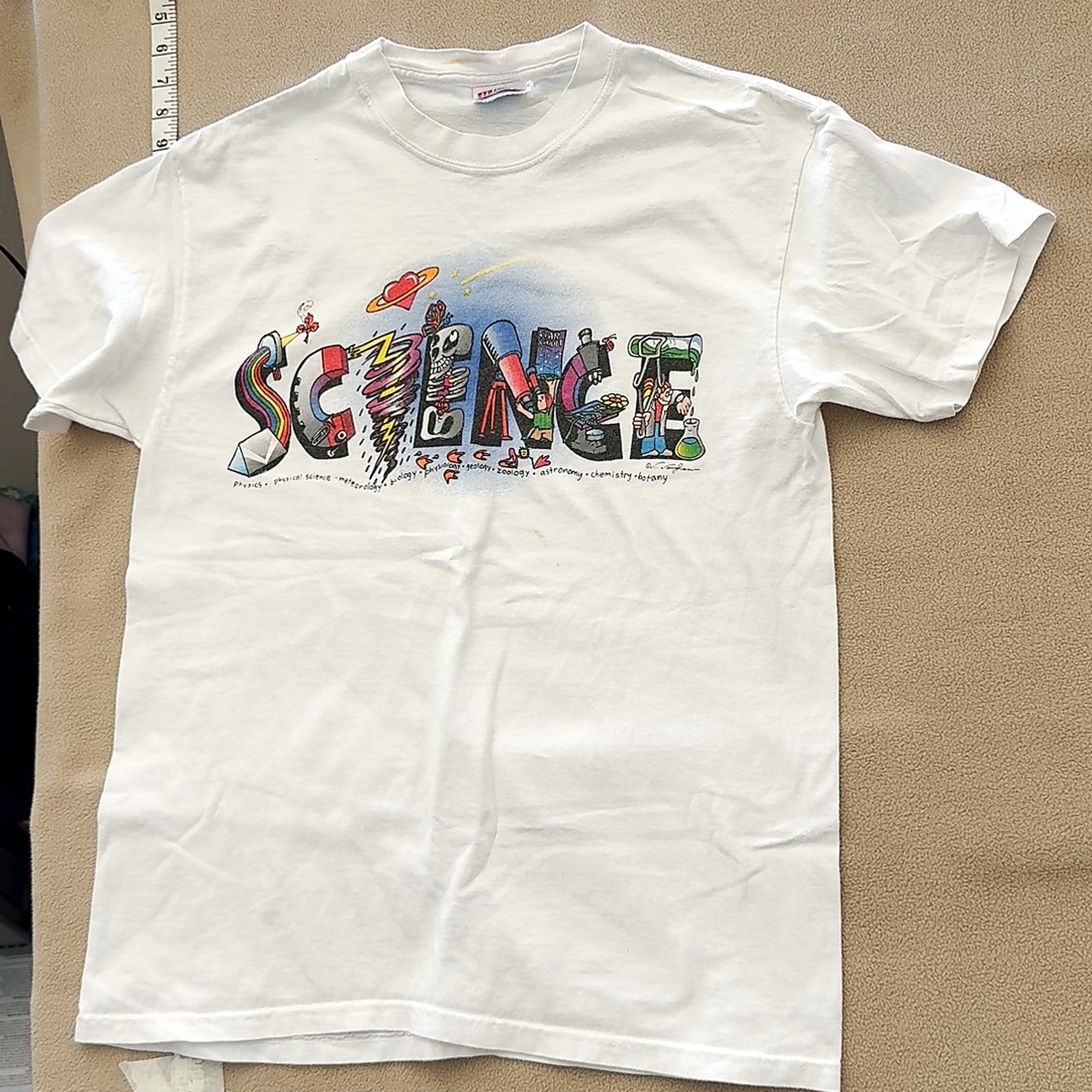 Science Graphic Print White Short Sleeve T-Shirt Crewneck