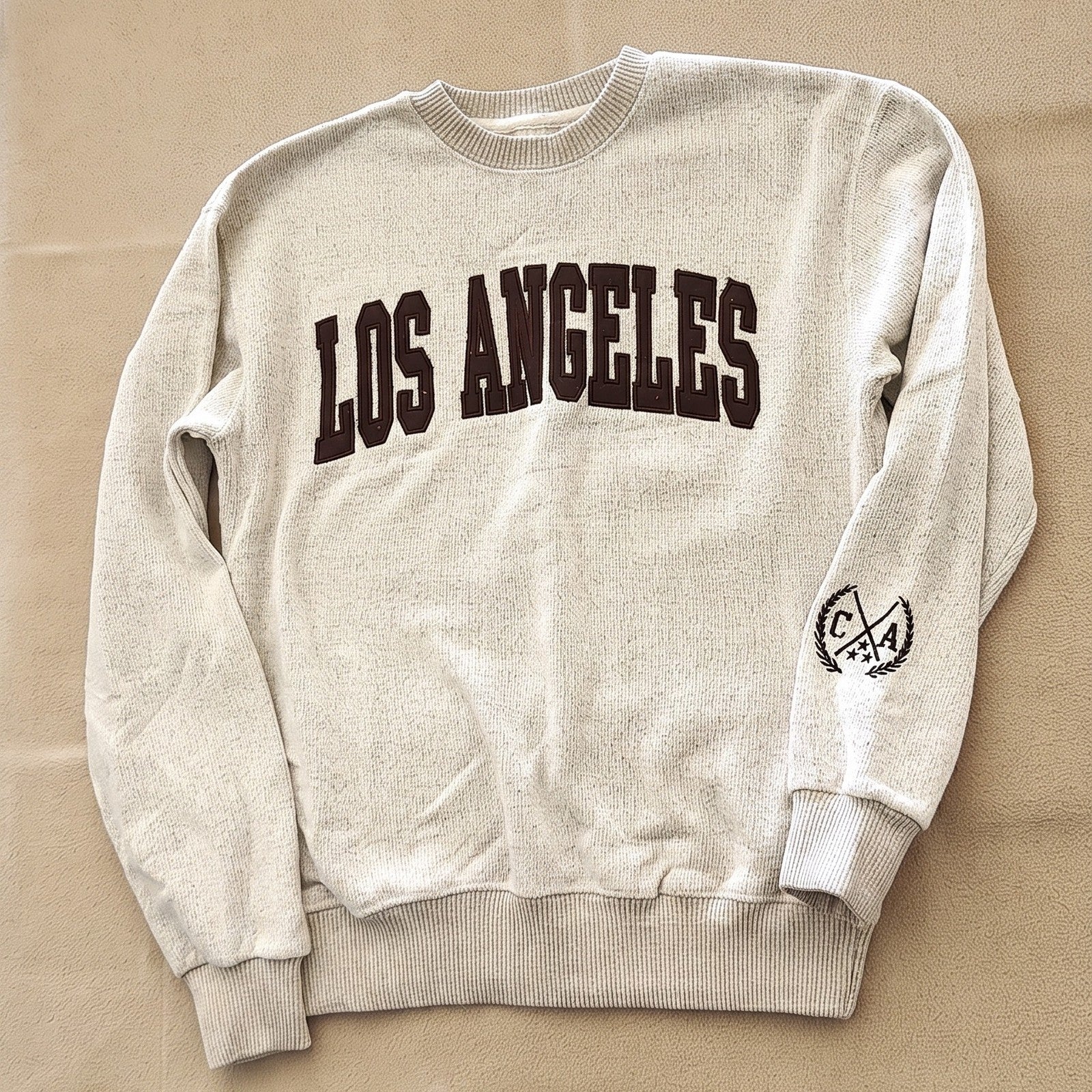New York Popular Los Angeles Crewneck Sweatshirt Size S Beige