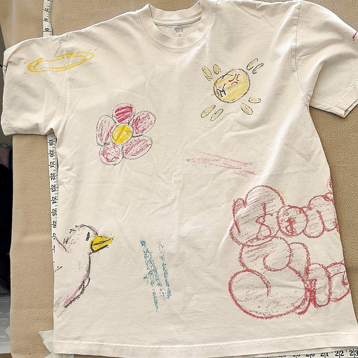 TDE Isaiah Rashad THIB The House Is Burning Crayon Doodle T-Shirt Cream L