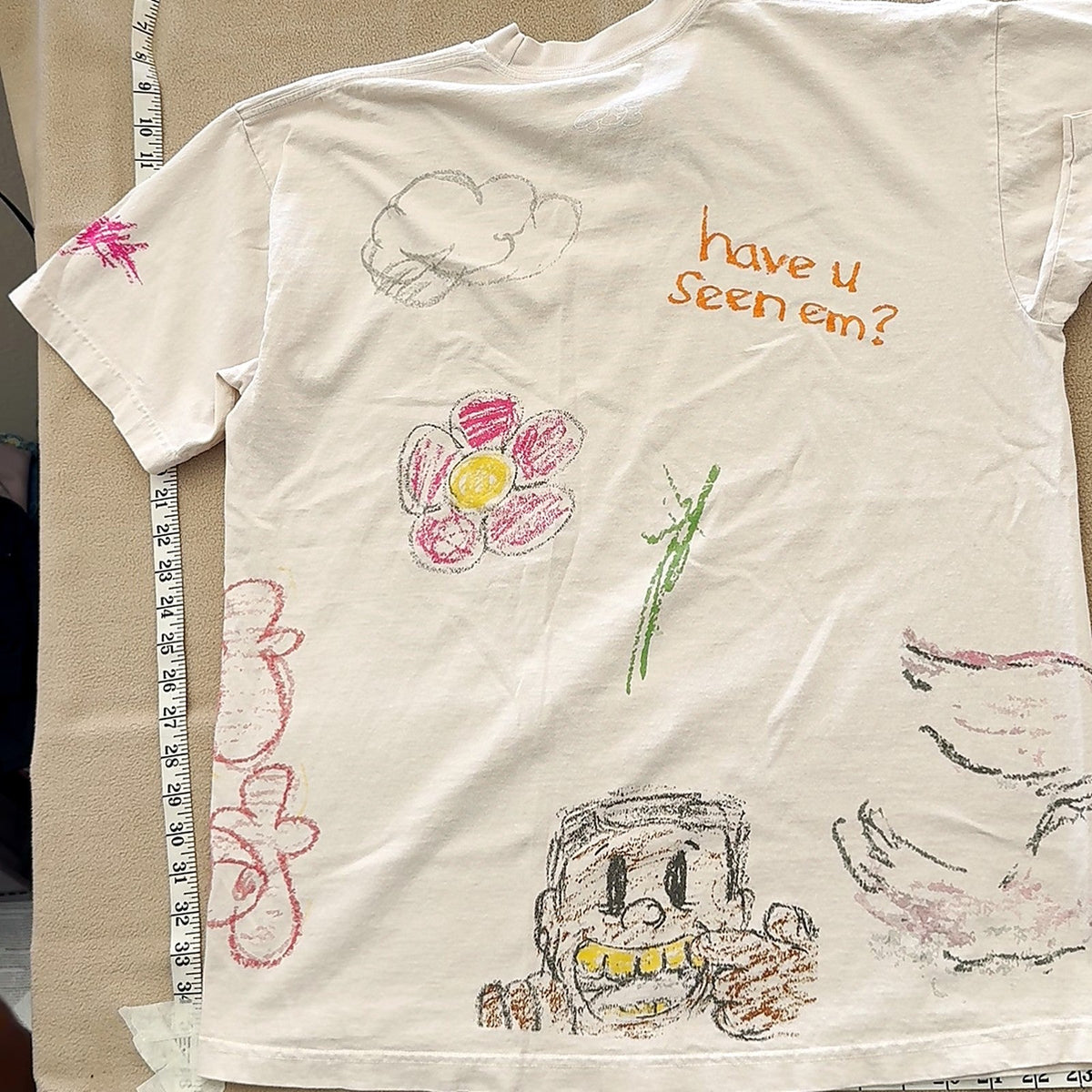 TDE Isaiah Rashad THIB The House Is Burning Crayon Doodle T-Shirt Cream L