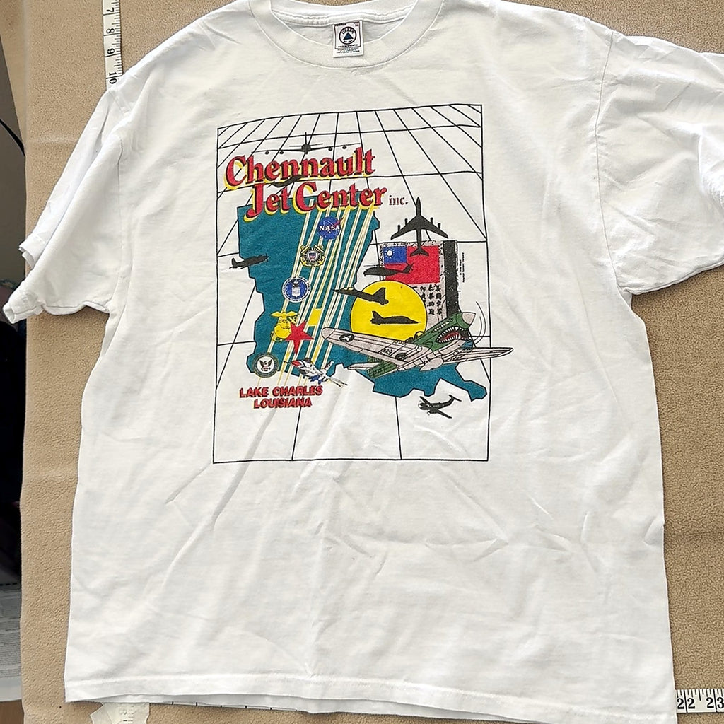 Chennault Jet Center Lake Charles Louisiana Graphic T-Shirt Delta White XL