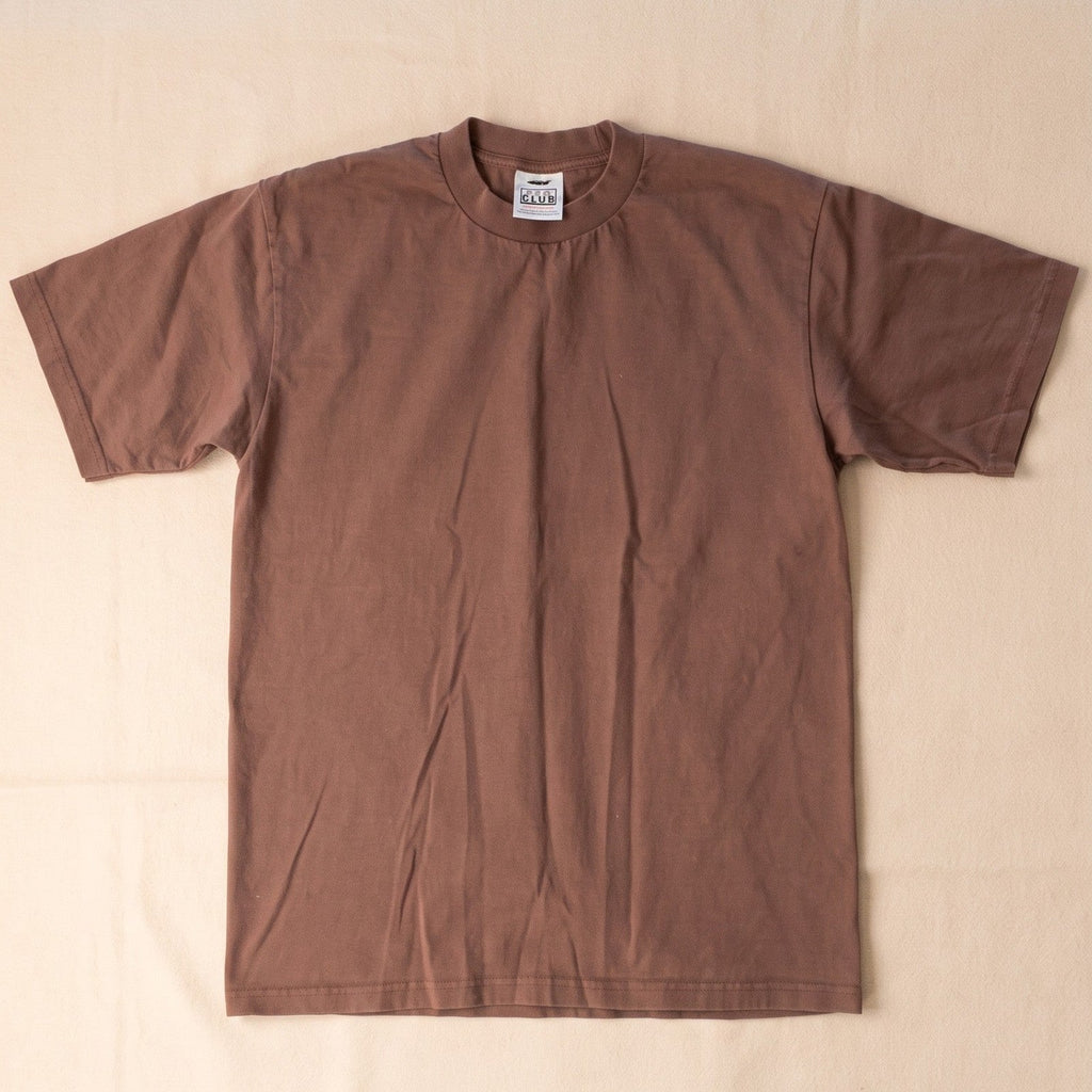 Pro Club Heavyweight Blank T-Shirt Mens L Brown Short Sleeve 100% Cotton