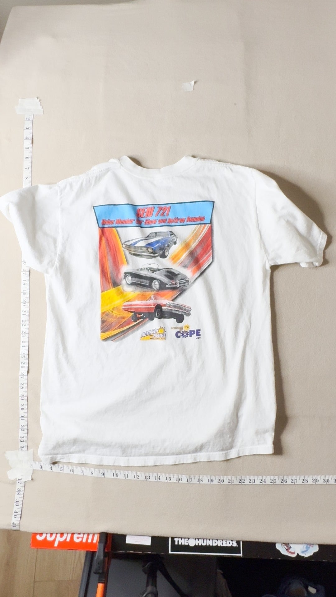 Union Line UEW 721 Car Show Drive-In Movie Graphic T-Shirt White XL