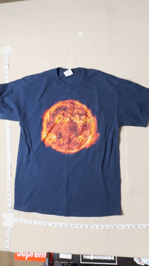 Cotton Expressions Sun Graphic T-Shirt Large Navy Blue Space Science Tee