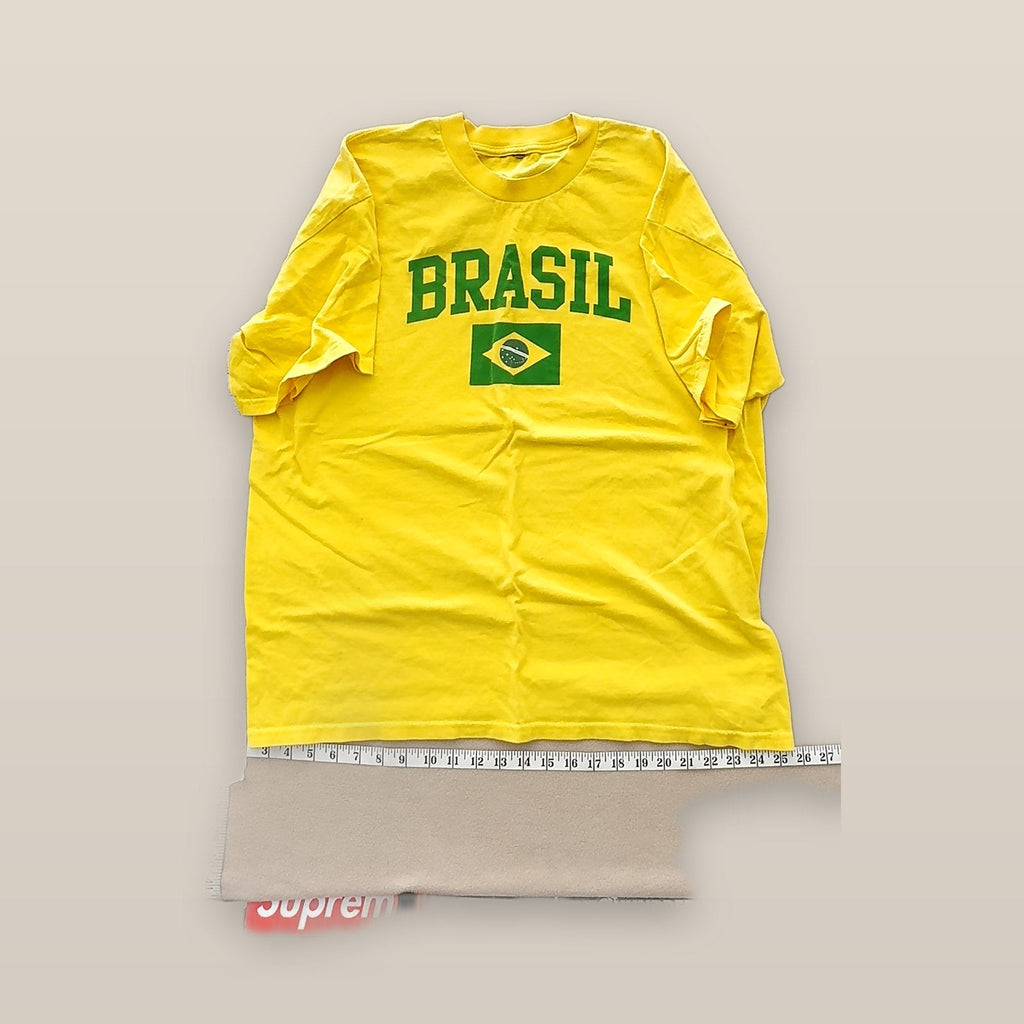Brasil Brazil Flag Graphic T-Shirt Yellow Short Sleeve